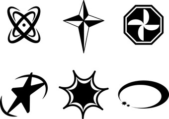 Set Y2K stars and retro futuristic graphic elements . Vector illustration