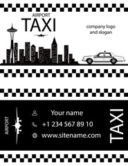 Taxi business card in black and yellow