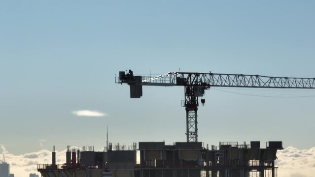 Aerial Cinematic construction downtown Toronto Morning 2