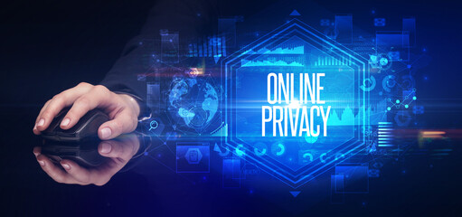 Obraz premium hand holding wireless peripheral, cyber security concept