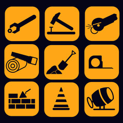 collection of icons of building elements
