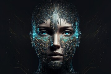 illustration of humanoid,concept of technological development,image generated by AI - obrazy, fototapety, plakaty