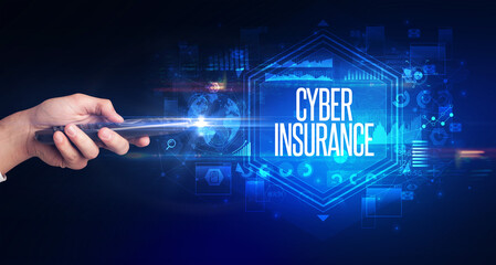 hand holding wireless peripheral, cyber security concept