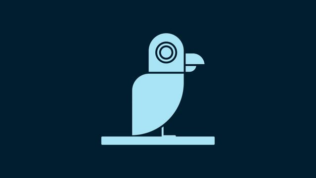 White Pirate parrot icon isolated on blue background. 4K Video motion graphic animation