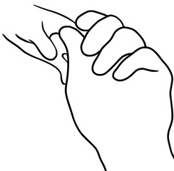 Line drawing holding baby hands - continuous line art, small children, holding father, mother hand, finger, holding adult hand and finger