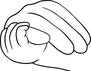 Line drawing holding baby hands - continuous line art, small children, holding father, mother hand, finger, holding adult hand and finger
