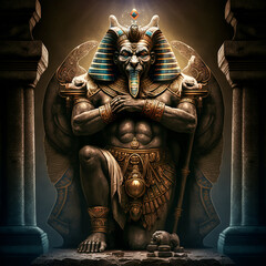 Ancient Egyptian mythology. Hu, the ancient Egyptian mythological god. Created with Generative AI technology.