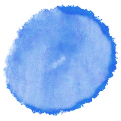Blue minimalist watercolor design element, stain or smudge painting, brush stroke paint isolated object with transparent background, overlay square graphic illustration for social media posts