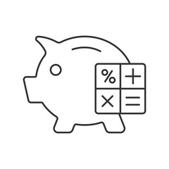 Pension calculator  vector icon. Line sign for mobile concept and web design. Symbol, logo illustration. Vector graphics