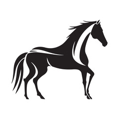 Obraz na płótnie Canvas Horse minimal vector icon. Beautiful stallion. Modern equestrian logo. Clean simple silhouette. Graphic design of wild animal isolated. Flat head. Minimalistic pony. Horseback riding. Shape of speed.