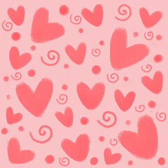 Cute sweet pink hearts as romantic seamless pattern background backdrop wallpaper, illustration of love for Valentine's Day