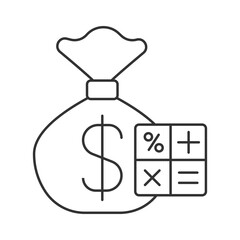 Pension calculator  vector icon. Line sign for mobile concept and web design. Symbol, logo illustration. Vector graphics