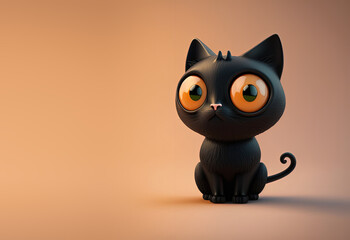 Cute Cartoon Halloween Black Cat (Generative AI)