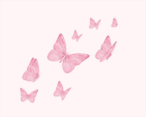 pink watercolor and butterflies illsutration