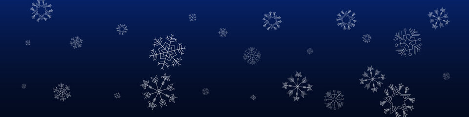 White Snow Vector Blue Panoramic Background. Xmas