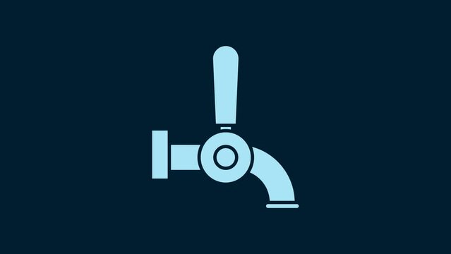 White Beer tap icon isolated on blue background. 4K Video motion graphic animation