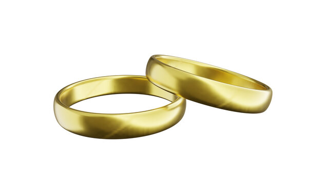 wedding rings isolated on white, 3d rendering of white gold ring PNG transparent