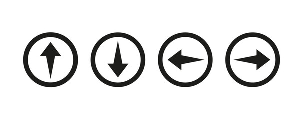 Arrow icon vector on round . Black arrows in circle on white background. 10 eps