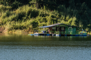 landscape Reservoir and raft house Thailand