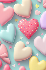 Fototapeta premium Beautiful seamless pattern with heart. holiday greeting card and invitation to the wedding, Valentine's day and Happy love day, an illustration created with Generative AI artificial 