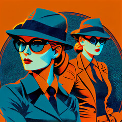 Spy woman. Illegal Mafia and woman as killer concept - obrazy, fototapety, plakaty