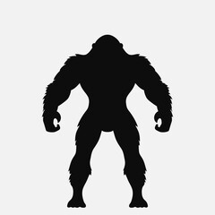 Gorilla logo, icon. Black silhouette. Vector illustration