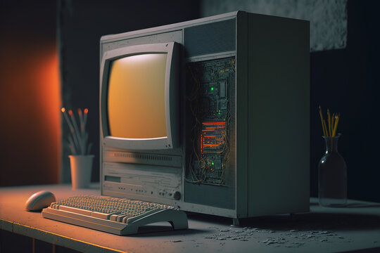 Retro Computer From The 90s, Created By A Neural Network, Generative AI Technology