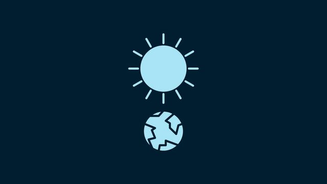 White Solstice icon isolated on blue background. 4K Video motion graphic animation