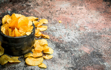 Potato chips in the bowl.