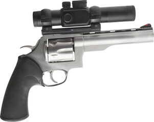 Magnum revolver with a scope on top