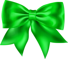 Beautiful big bow made of green ribbon