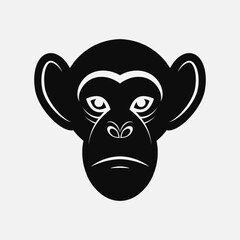 Monkey head logo, icon. Black silhouette. Vector illustration