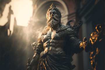 Ancient Greek god statue, antique sculpture, historical monument,  art generated ai