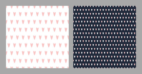 A set of patterns and hearts on a white and dark background. Illustration for valentine's day, wedding, birthday.