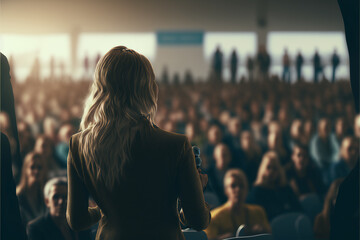 Woman presenting at conference