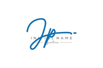 Initial JP signature logo template vector. Hand drawn Calligraphy lettering Vector illustration.