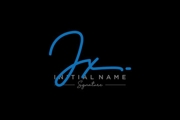 Initial JX signature logo template vector. Hand drawn Calligraphy lettering Vector illustration.