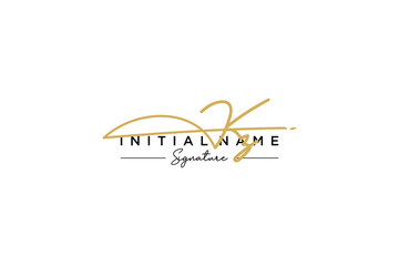 Fototapeta na wymiar Initial KZ signature logo template vector. Hand drawn Calligraphy lettering Vector illustration.
