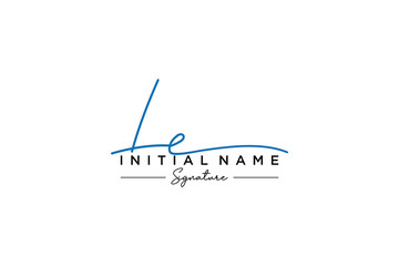 Initial LE signature logo template vector. Hand drawn Calligraphy lettering Vector illustration.