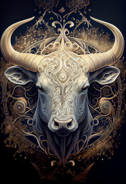 Generative AI abstract render of a tauro zodiac illustration