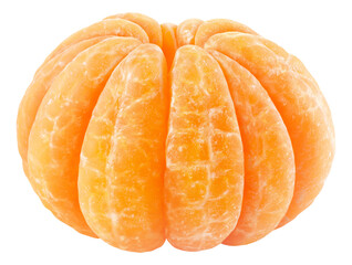 One peeled tangerine cut out