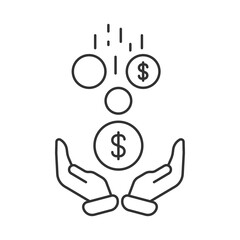 Earnings vector icon. Line sign for mobile concept and web design. Symbol, logo illustration. Vector graphics
