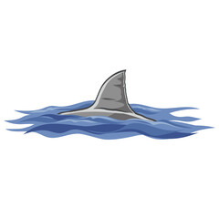 Shark Fin Swimming Cartoon Illustration Icon