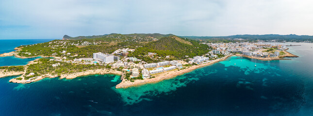 Cala Gracio and Calo el Moro beach on Ibiza island, Spain