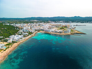 Fototapeta premium Cala Gracio and Calo el Moro beach on Ibiza island, Spain