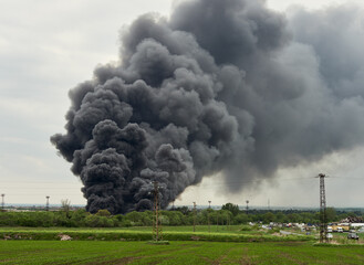 Black smoke from industrial fire