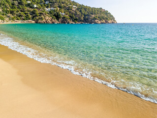 Ibiza, Balearics, Spain - Cala de San Vincente or Sant Vincent, bay with beach