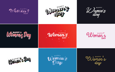 Happy Women's Day design with a realistic illustration of a bouquet of flowers and a banner reading March 66