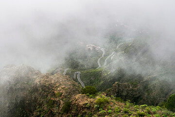 foggy view of the village Masca in the mountains of Tenerife