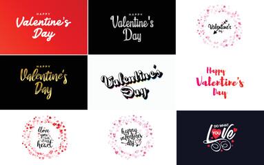Fototapeta na wymiar Happy Valentine's Day hand lettering calligraphy text and heart. isolated on white background vector illustration